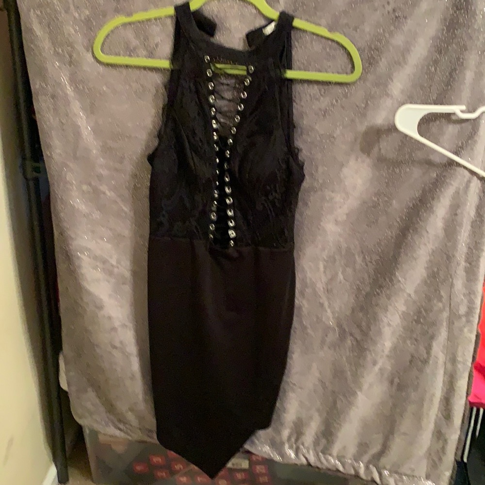 Black lace mini dress